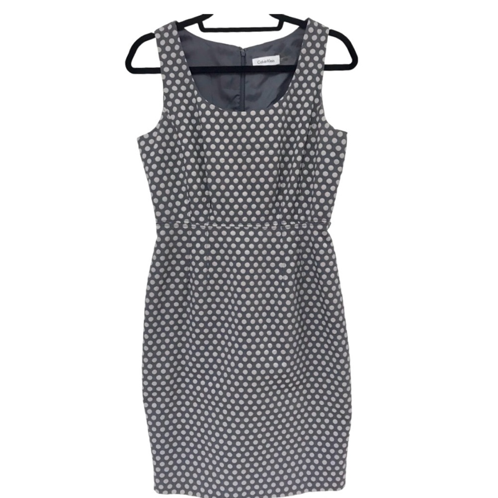 Calvin Klein Gray and White Sheath Dress